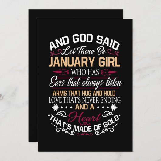 Verjaardag | En God zei dat er een januari-meisje  Save The Date (Voorkant / Achterkant)