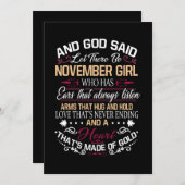 Verjaardag | En God zei dat er november een meisje Bedankkaart (Voorkant / Achterkant)