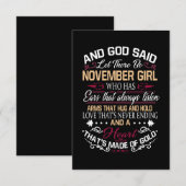 Verjaardag | En God zei dat er november een meisje RSVP Kaartje (Voorkant / Achterkant)