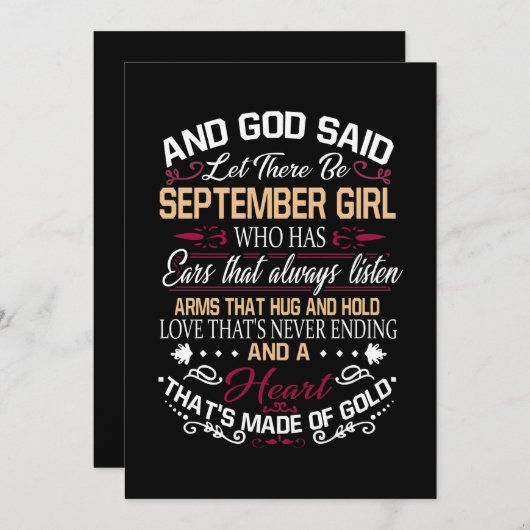 Verjaardag | En God zei dat er september Gir zou z Aankondiging (Voorkant / Achterkant)