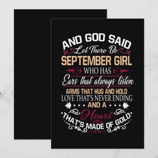 Verjaardag | En God zei dat er september Gir zou z Feestdagenkaart (Voorkant / Achterkant)