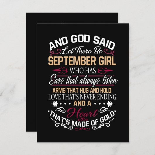 Verjaardag | En God zei dat er september Gir zou z Kaart (Voorkant / Achterkant)