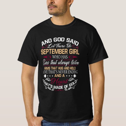 Verjaardag | En God zei dat er september Gir zou z T-shirt (Voorkant)