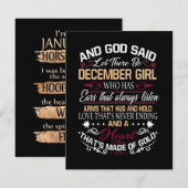Verjaardag | En God Zei Laat December Meisje Zijn Kaart (Voorkant / Achterkant)