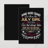 Verjaardag | En God Zei Laat Er Juli Meisje Zijn Bedankkaart (Voorkant / Achterkant)