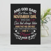 Verjaardag | En God Zei Laat Er November Meisje Zi Kaart (Staand voorkant)