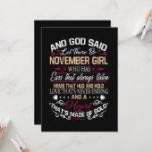 Verjaardag | En God Zei Laat Er November Meisje Zi Kaart (Voorkant / Achterkant in situ)