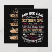 Verjaardag | En God Zei Laat Er October Meisje Zij Kaart (Voorkant / Achterkant)