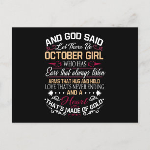 Verjaardag   En God zei: "Oktobermeisje" Aankondigingskaart