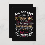 Verjaardag | En God zei: "Oktobermeisje" Bedankkaart (Voorkant / Achterkant)