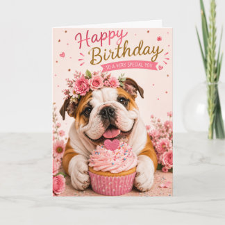 VERJAARDAG ENGELSE BULLDOG HUILIGE PUPPY KAART