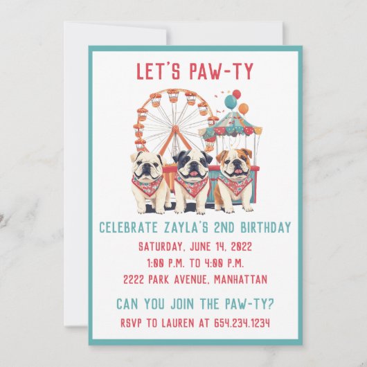 Verjaardag Engelse Bulldogs tijdens een carnaval Kaart (Voorkant)