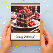 Verjaardag Epische Chocolade Caramel Cake  Kaart