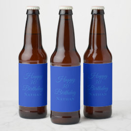 Verjaardag Eten en Drinken Label Set - Blauw Konin Bier Etiket