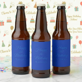 Verjaardag Eten en Drinken Label Set - Blauw Konin Bier Etiket
