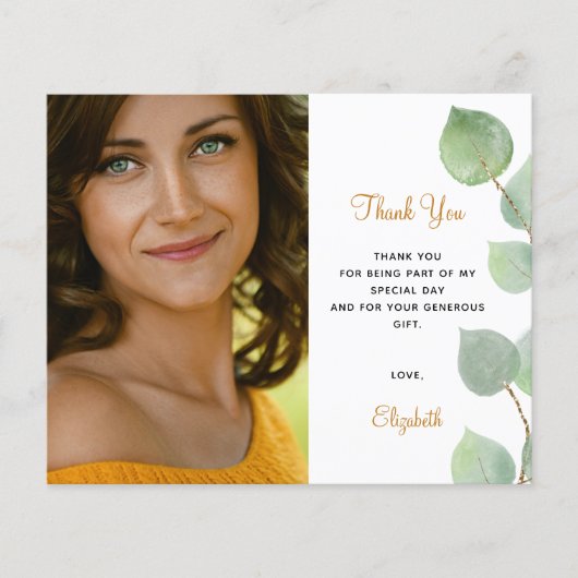 Verjaardag eucalyptus bedankkaart (Voorkant)