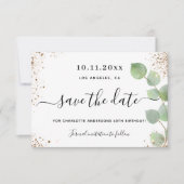 Verjaardag eucalyptus goud save the date (Voorkant)