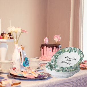 Verjaardag eucalyptus groen krans naam papieren kommen