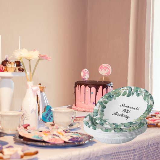 Verjaardag eucalyptus groen krans naam papieren kommen