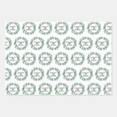 Verjaardag eucalyptus groen krans naam script inpakpapier vel (Voorkant)