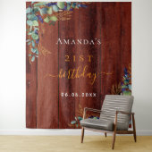 Verjaardag eucalyptus groen rustiek bruin hout wandkleed (In situ)