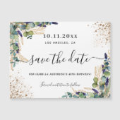 Verjaardag eucalyptus save the date magneet (Voorkant)