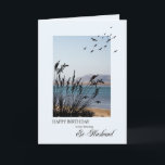 Verjaardag ex-man, scène aan zee kaart<br><div class="desc">Een mooie verjaardagskaart voor een ex-man. Een scène aan zee met silhouet gras en meeuwen. Een heerlijk rustig tafereel om herinneringen aan feestdagen aan zee te promoten.</div>