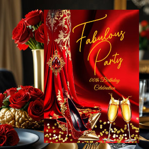 Verjaardag Fabulous Rode Gouden Hoge Hakken Champa Kaart