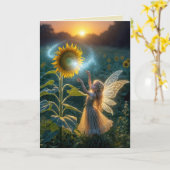 Verjaardag Fairy Girl Casting een spreuk op een zo Kaart (Gele Bloem)