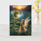 Verjaardag Fairy Girl Casting een spreuk op een zo Kaart (Gele Bloem)