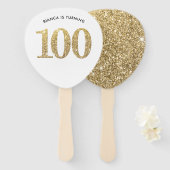 VERJAARDAG FAN moderne stijlvolle gouden glitter 1 Handwaaier (Voorkant en achterkant)