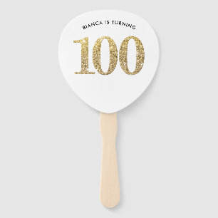 VERJAARDAG FAN moderne stijlvolle gouden glitter 1 Handwaaier