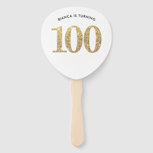 VERJAARDAG FAN moderne stijlvolle gouden glitter 1 Handwaaier (Voorkant)