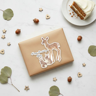 Verjaardag Fawn en Bunnies Sticker