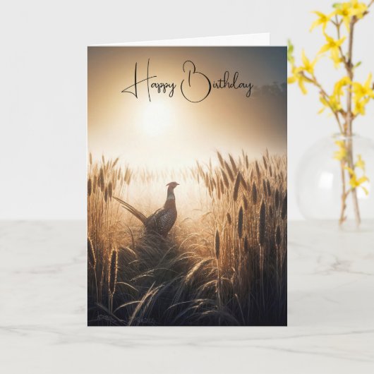 Verjaardag fazant in tarweveld kaart (Gele Bloem)
