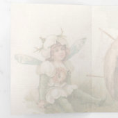 verjaardag, fee, ballon, Tri Fold Drieluik Aankondiging (Binnenzijde eerst)