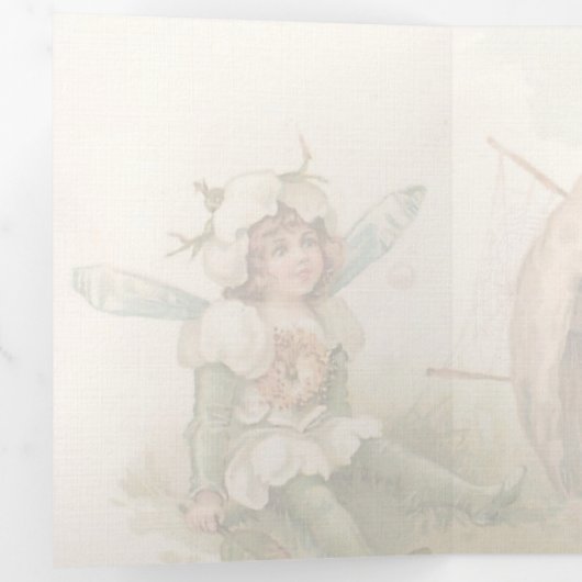 verjaardag, fee, ballon, Tri Fold Drieluik Aankondiging (Binnenzijde eerst)