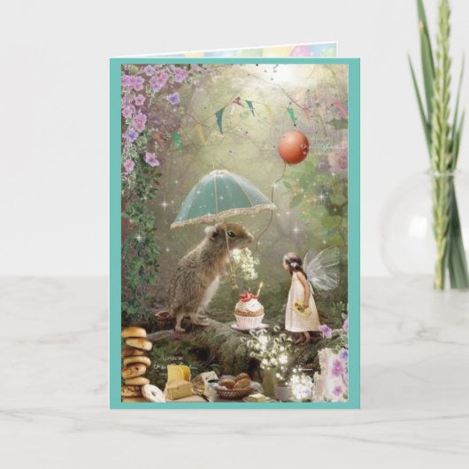 Verjaardag, fee, ballonnen bedankkaart (Voorkant)