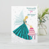 Verjaardag feest 7 jaar. Girl Fairy Lighting Candl Kaart (Staand voorkant)