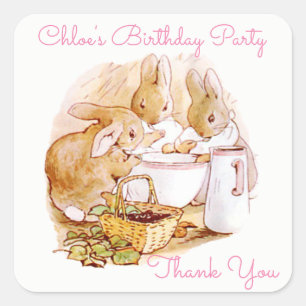 Verjaardag, Feest Beatrix Potter, Aangepast Vierkante Sticker