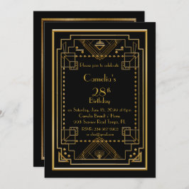 Verjaardag feest uitnodiging vrouw, grote Gatsby,