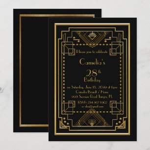 Verjaardag feest uitnodiging vrouw, grote Gatsby,