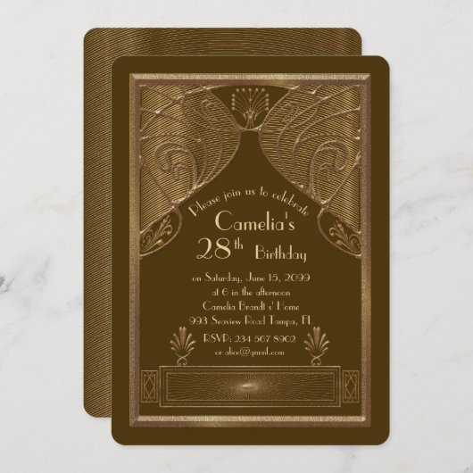 Verjaardag feest uitnodiging vrouw, grote Gatsby,  (Voorkant / Achterkant)