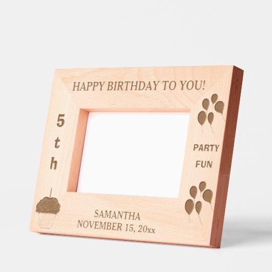 Verjaardag Feestballonnen Cupcake 6 x 4, 7 x 5 Fot Gegraveerde Lijstjes (Links)