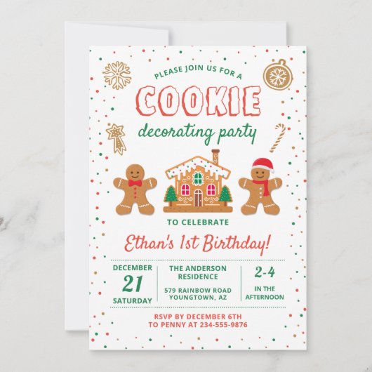 Verjaardag feestdag Cookie Decorting Party Kaart (Voorkant)