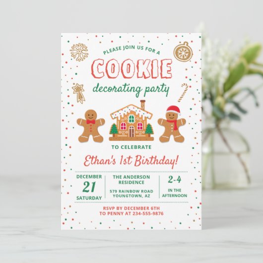 Verjaardag feestdag Cookie Decorting Party Kaart (Staand voorkant)