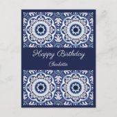 Verjaardag felicitaties aanpasbare blauwe Azulejos Briefkaart (Voorkant)