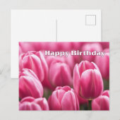 Verjaardag Felroze Tulp Bloemen Briefkaart (Voorkant / Achterkant)