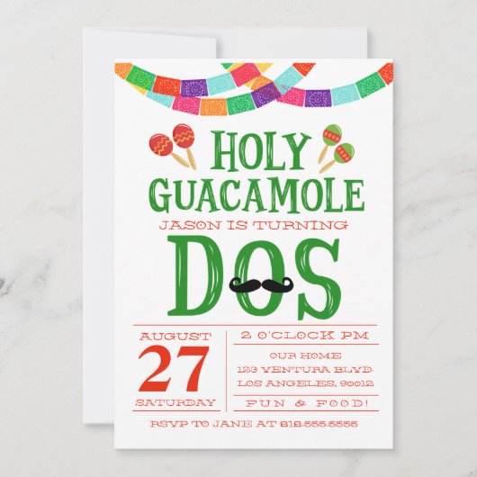 VERJAARDAG FIESTA - DOS draaien! Kaart (Voorkant)