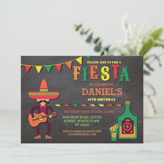 Verjaardag Fiesta Mexico Mexican Man Party Nodig u Kaart (Staand voorkant)